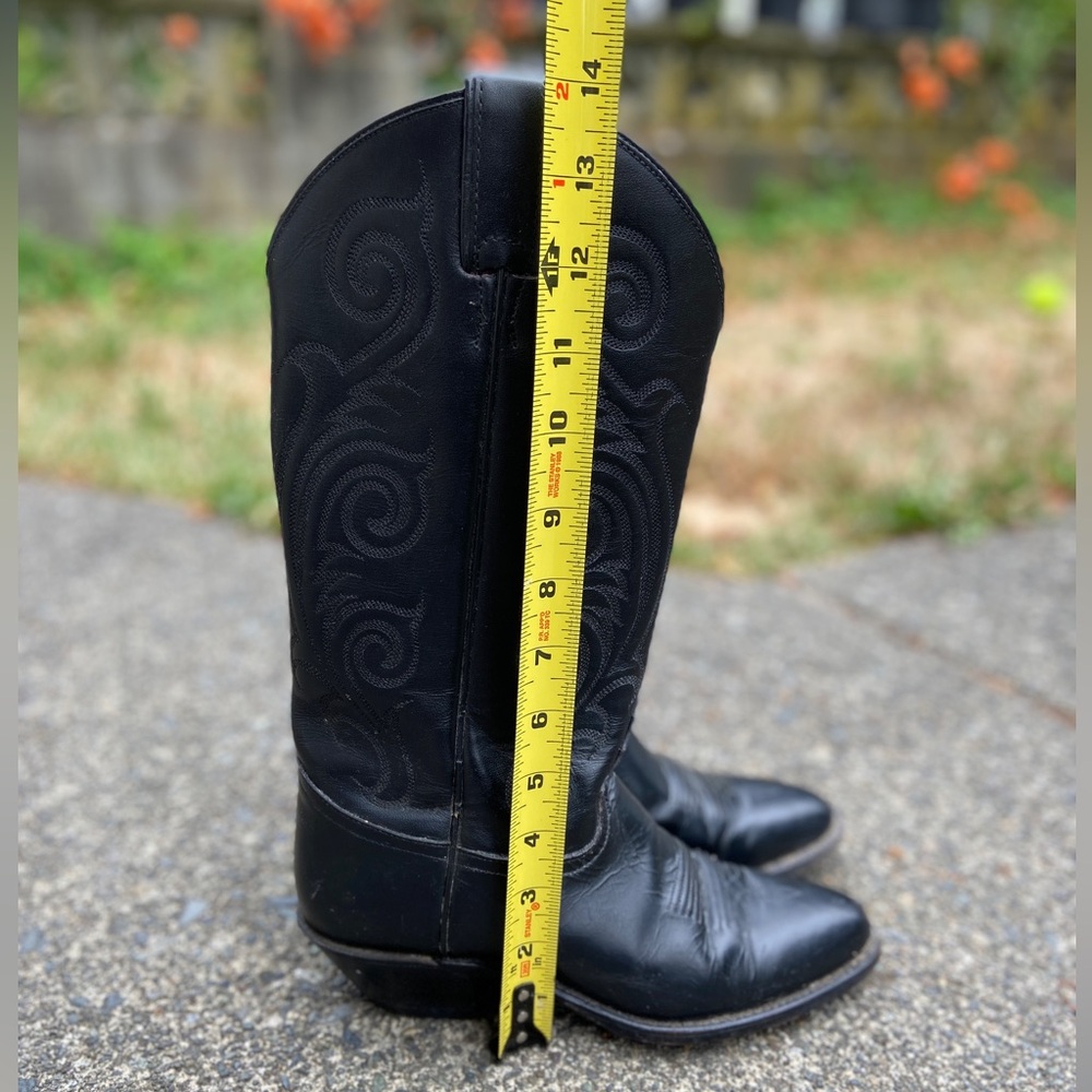Tony Lama Black Leather Western Heeled Boots - Picture 13 of 15